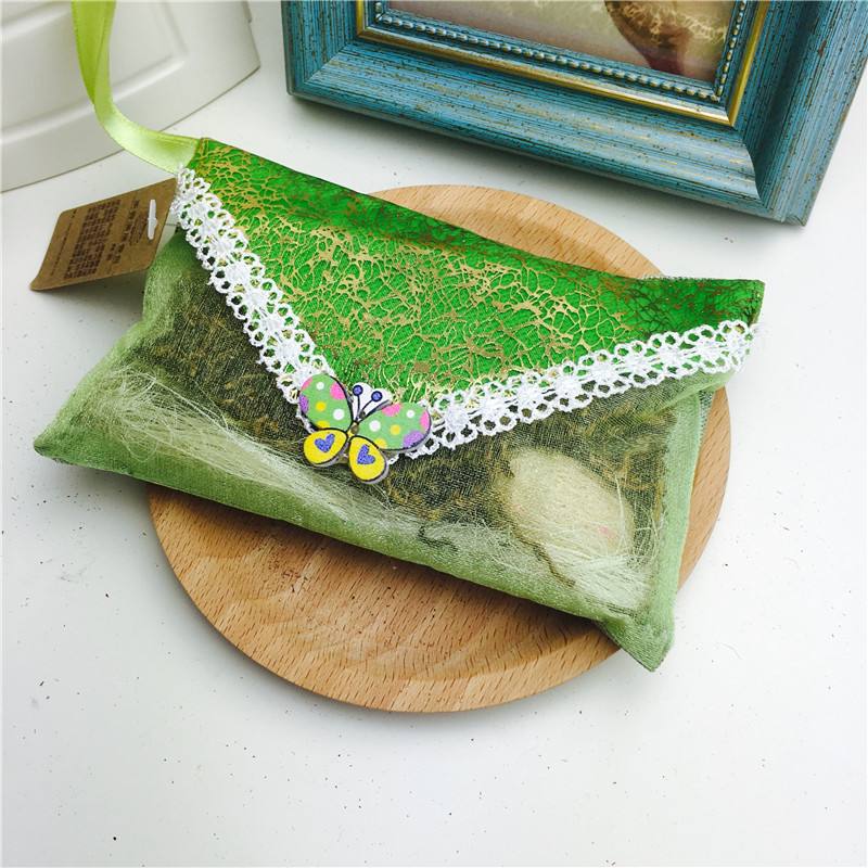 The green ribbon embroidery sachet sachet sachet incense bag bag empty wardrobe jewelry bag gift bag3