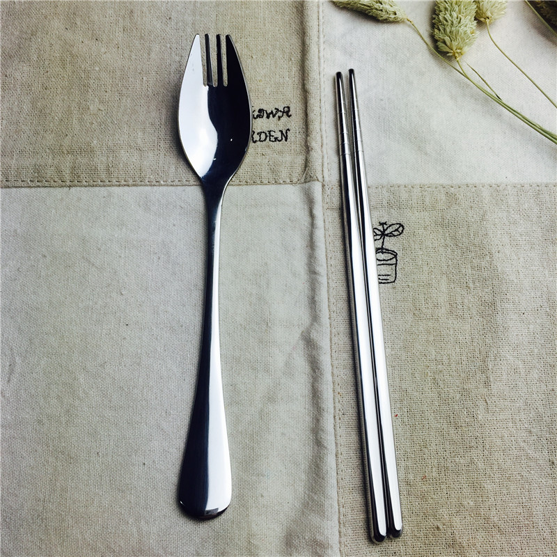 Portable cutlery with chopsticks forks in a portable stainless steel tableware suit1