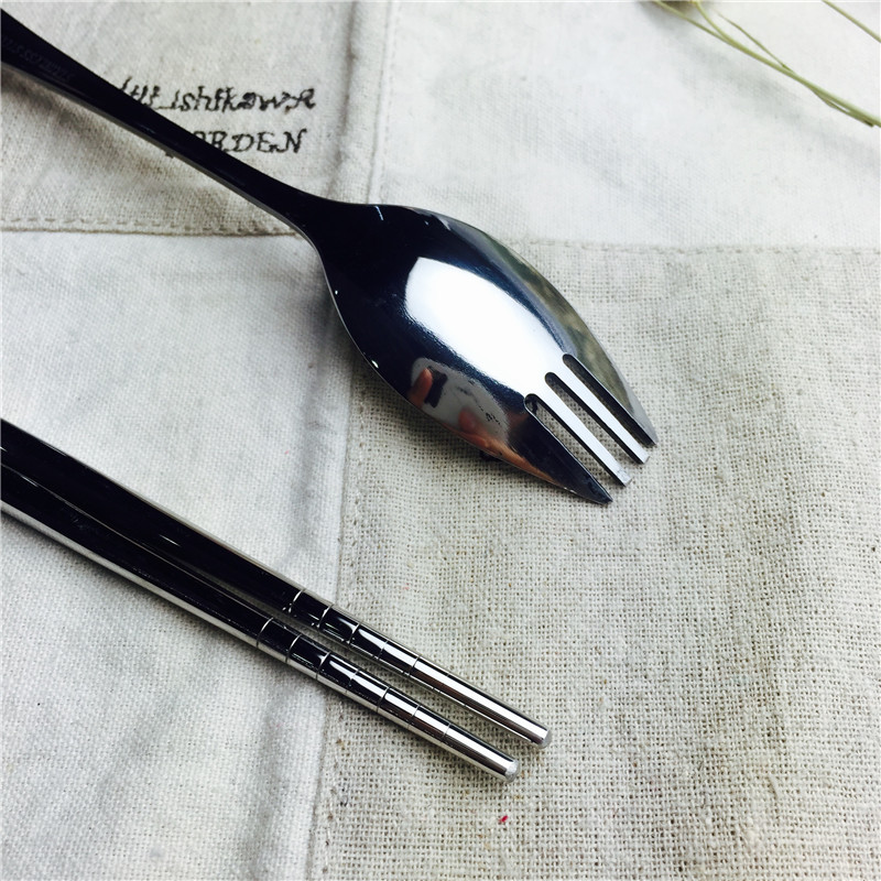Portable cutlery with chopsticks forks in a portable stainless steel tableware suit2