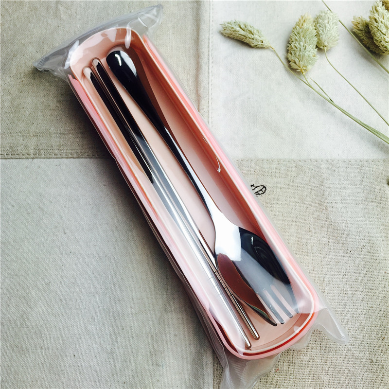 Portable cutlery with chopsticks forks in a portable stainless steel tableware suit3