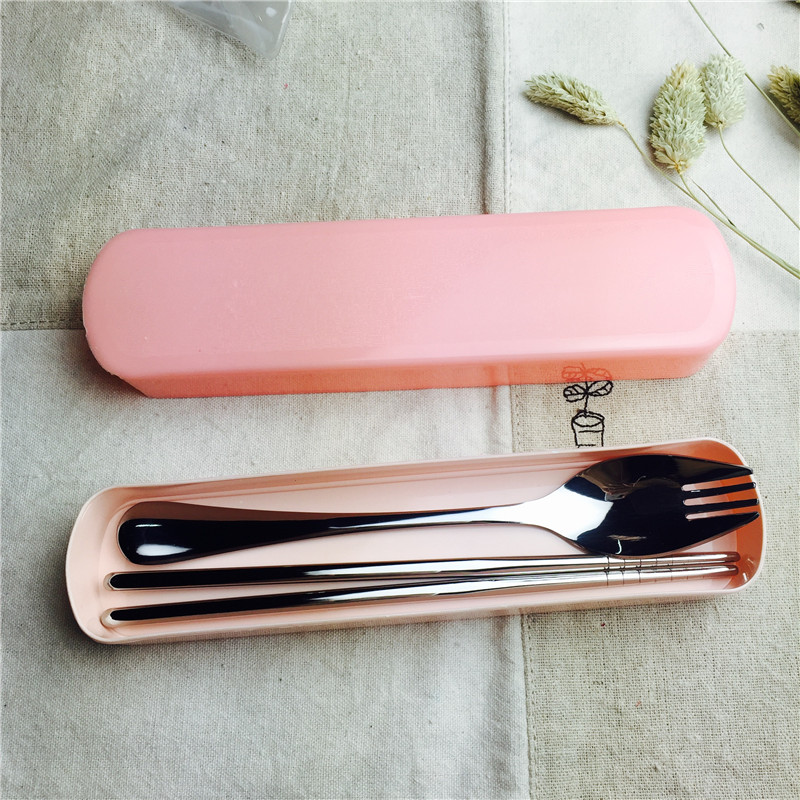 Portable cutlery with chopsticks forks in a portable stainless steel tableware suit4