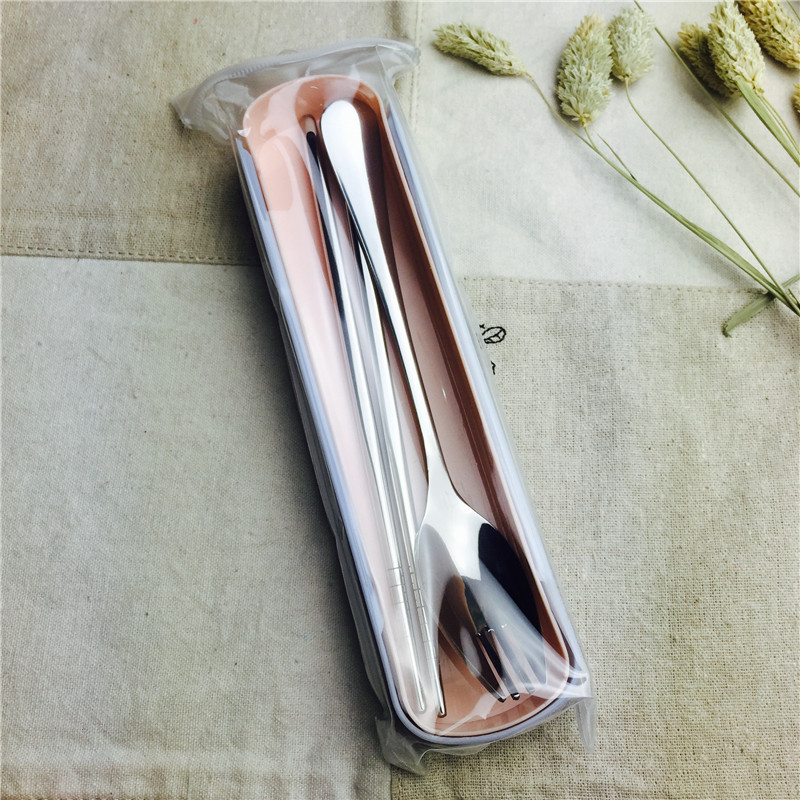 Portable cutlery with chopsticks forks in a portable stainless steel tableware suit3