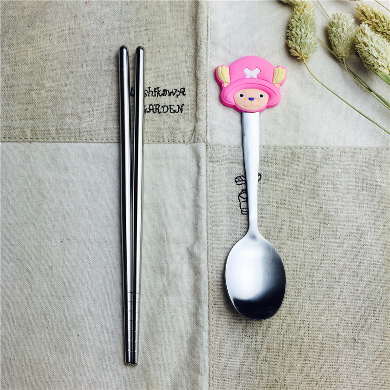 Cartoons Stainless Steel Portable tableware and spoon suit chopsticks spoon practical portable children tableware4