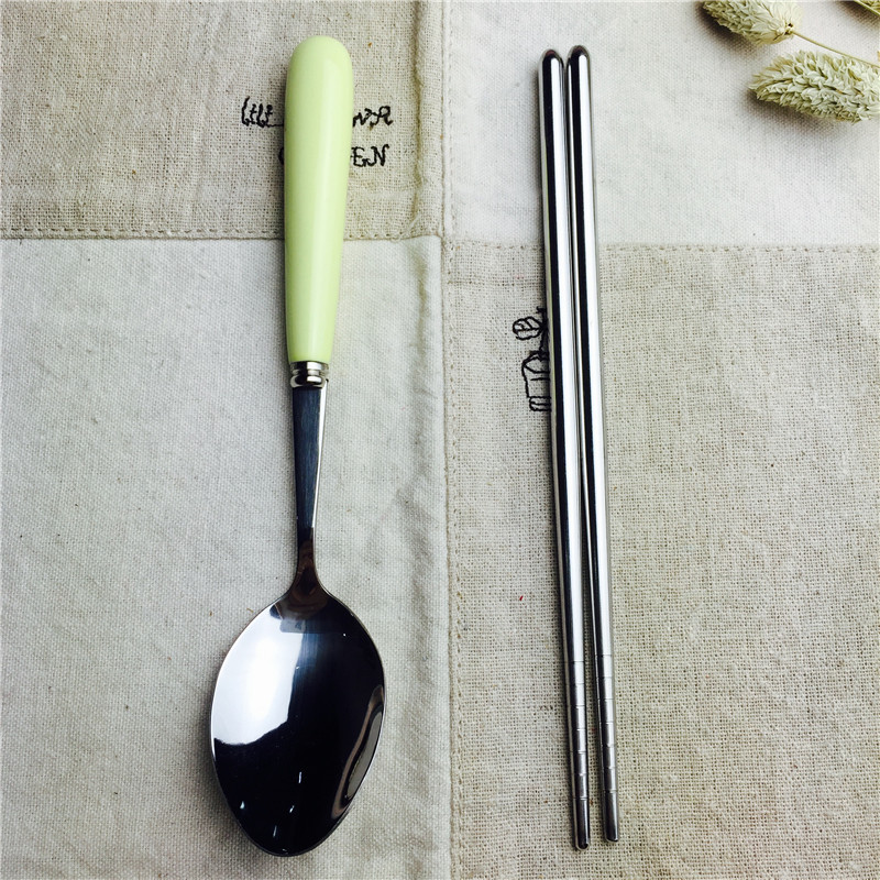 Cartoons Stainless Steel Portable tableware and spoon suit chopsticks spoon practical portable children tableware4
