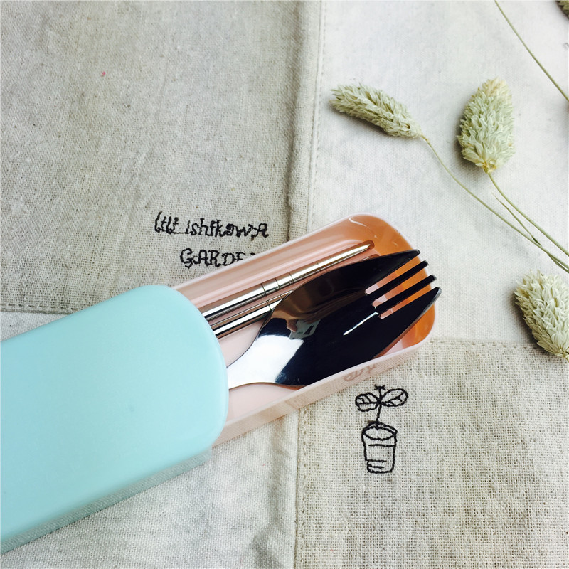 Portable cutlery with chopsticks forks in a portable stainless steel tableware suit3