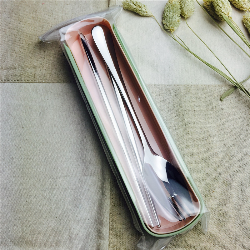 Portable cutlery with chopsticks forks in a portable stainless steel tableware suit3