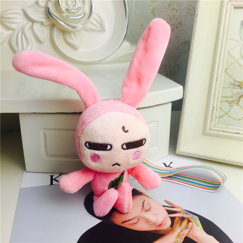 Cartoon long ear rabbit Keychain hanging bag Pink Plush small jewelry ornaments1