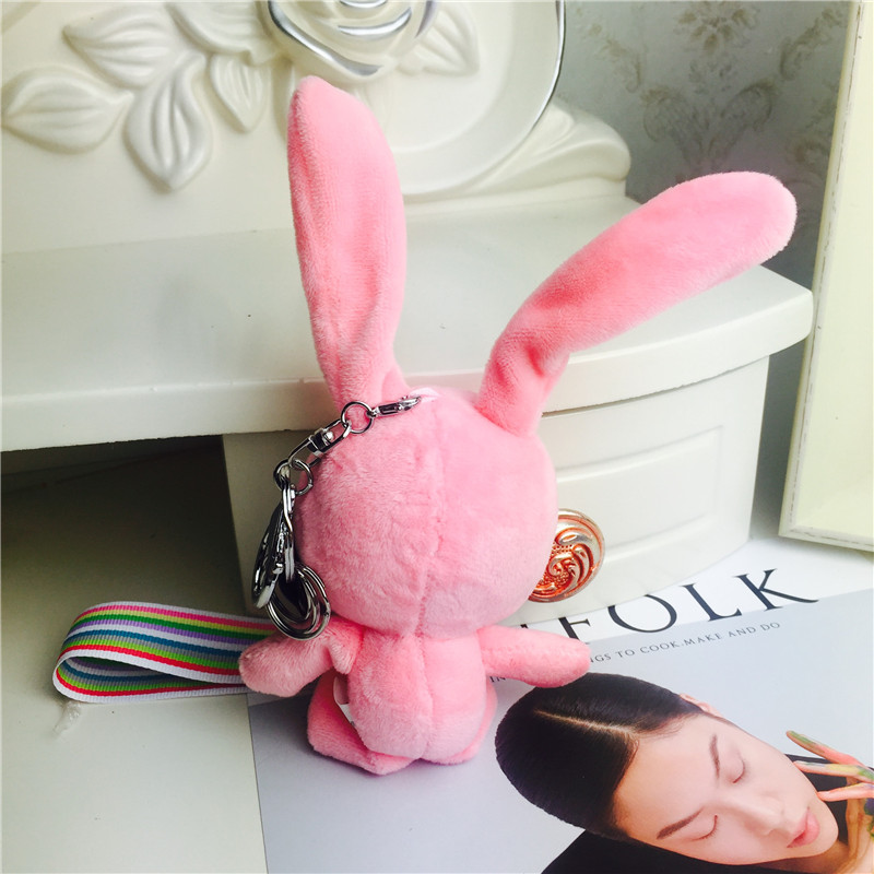 Cartoon long ear rabbit Keychain hanging bag Pink Plush small jewelry ornaments2