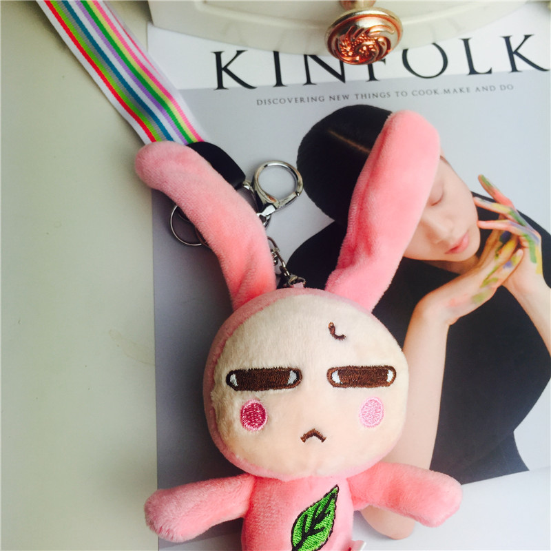 Cartoon long ear rabbit Keychain hanging bag Pink Plush small jewelry ornaments3