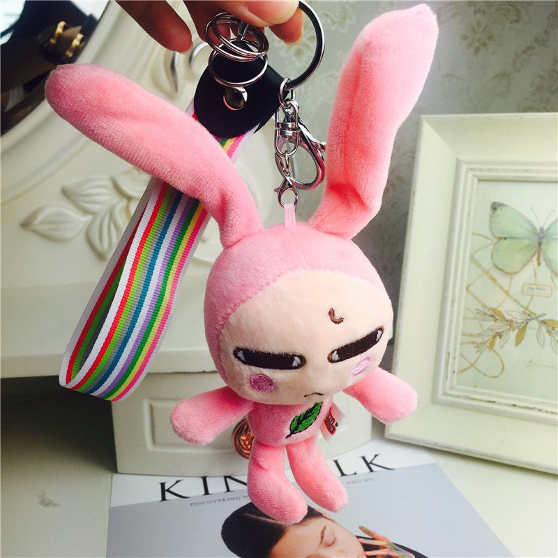 Cartoon long ear rabbit Keychain hanging bag Pink Plush small jewelry ornaments4