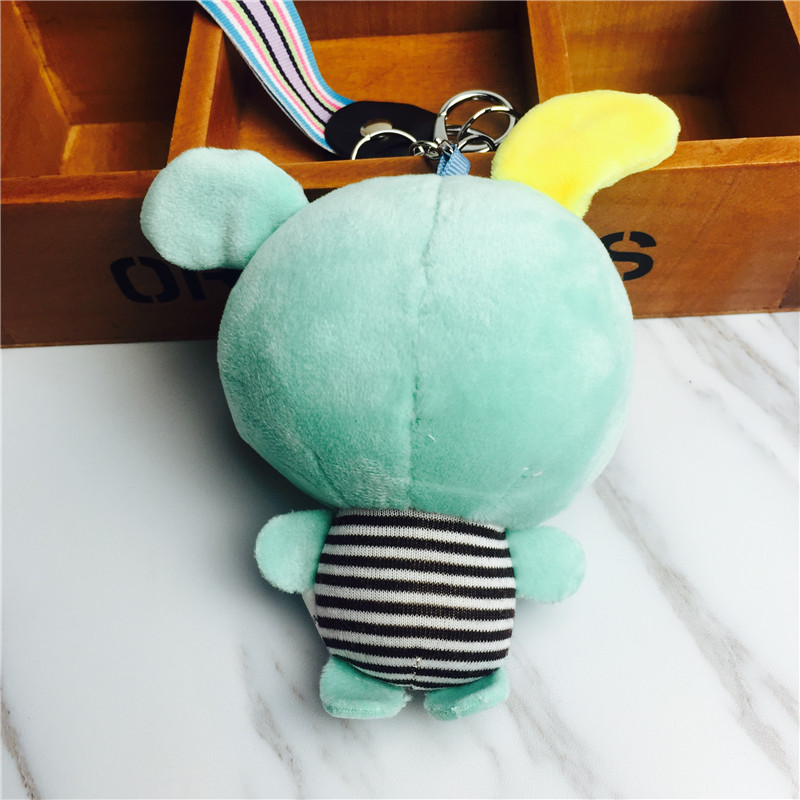 Cartoon rabbit Keychain bag pendant pendant squint green small plush accessories2
