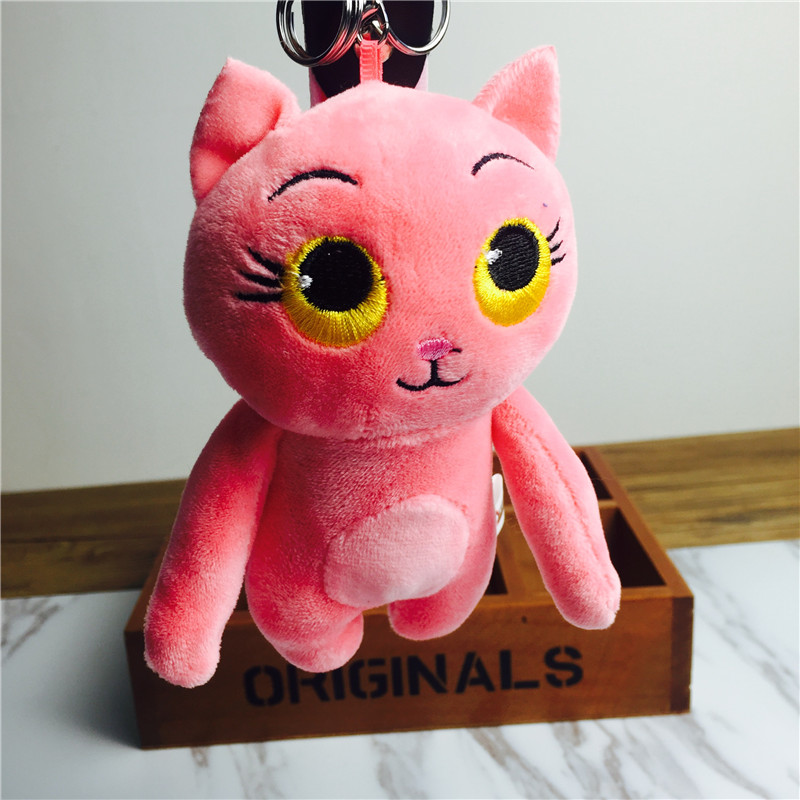 Love cat cartoon Keychain hanging bag Pink Plush small jewelry ornaments4