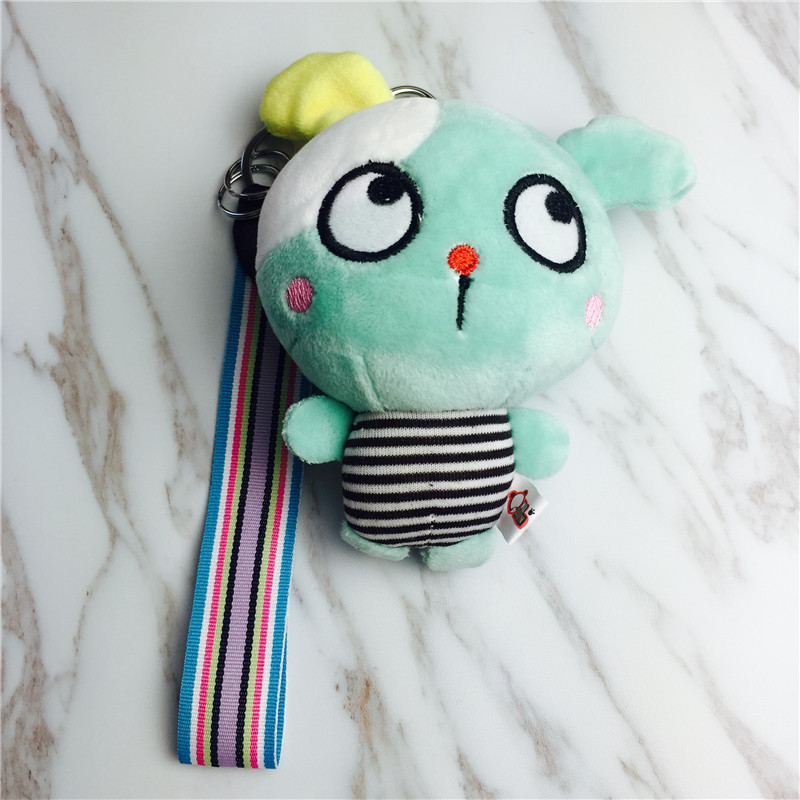 Cartoon rabbit Keychain bag pendant pendant squint green small plush accessories3