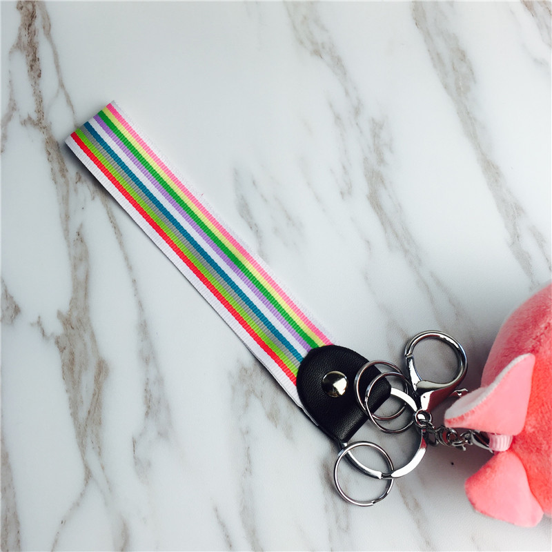 Cartoon doll Keychain hanging bag Pink Plush small jewelry ornaments5