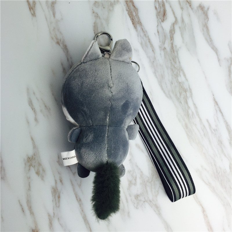 Cartoon doll Keychain hanging bag strap gray small plush accessories3