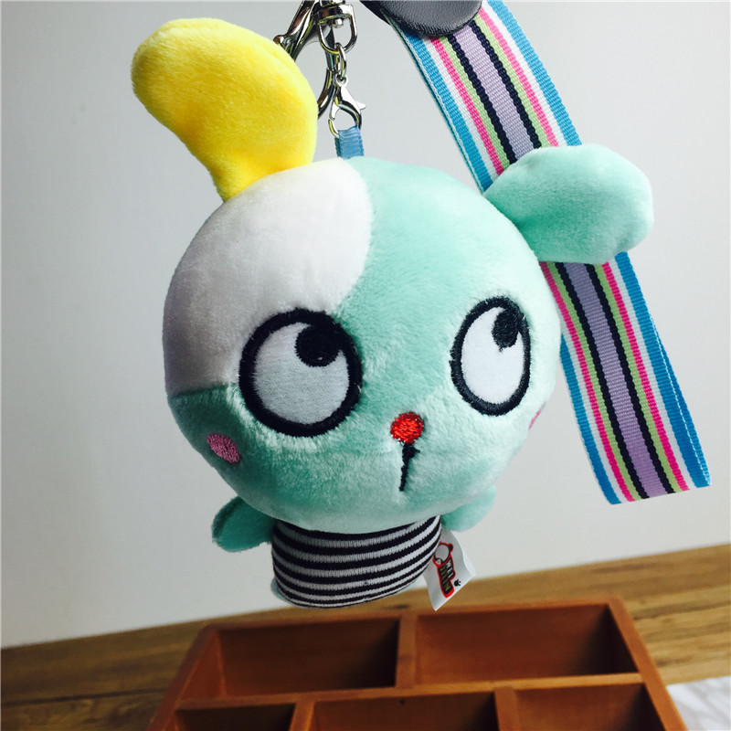 Cartoon rabbit Keychain bag pendant pendant squint green small plush accessories4