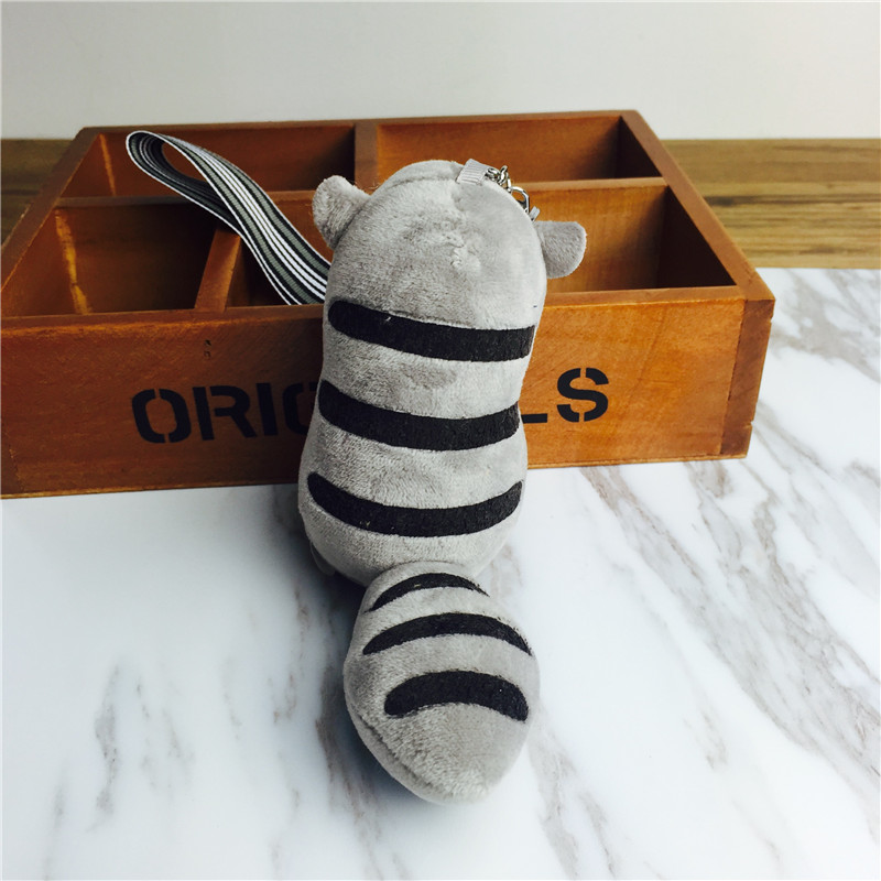 Cartoon long tail squirrel Keychain hanging bag pendant light grey small plush accessories2