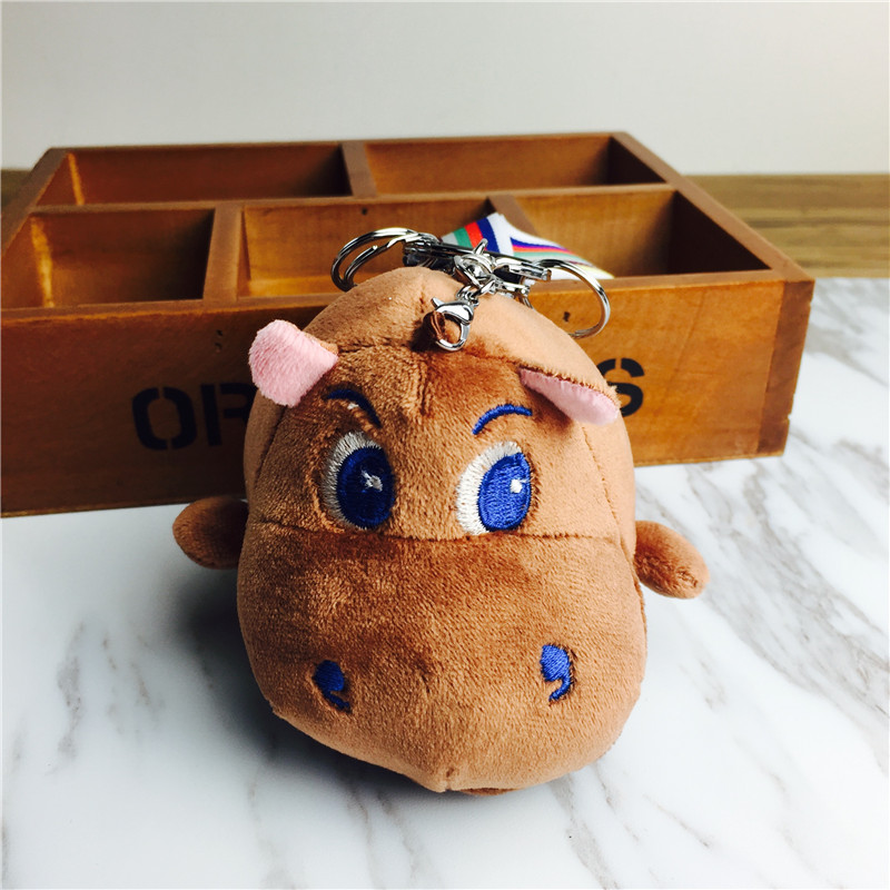 Cartoon rhino Keychain hanging bag chocolate small plush jewelry ornaments1