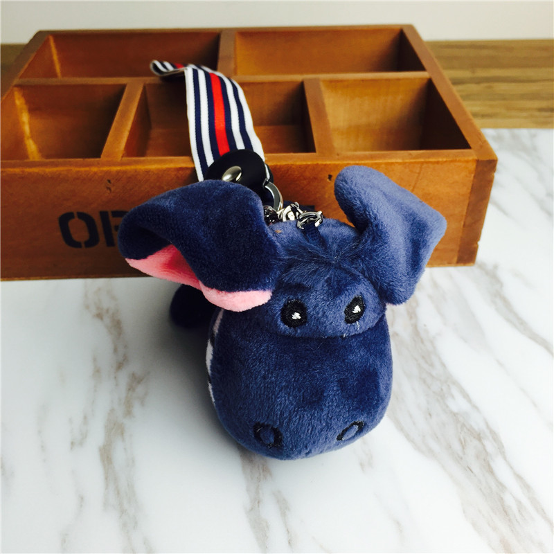 The little donkey donkey buckteeth doll key chain hanging bag ornaments Deep Blue Plush accessories1