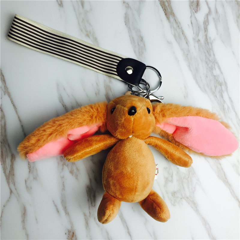 Cartoon rabbit Keychain hanging bag Brown Plush small jewelry ornaments3
