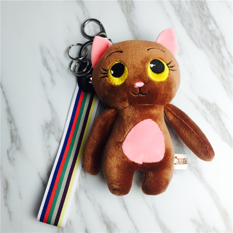 Love cat cartoon Keychain bag pendant ornaments chocolate small plush accessories3