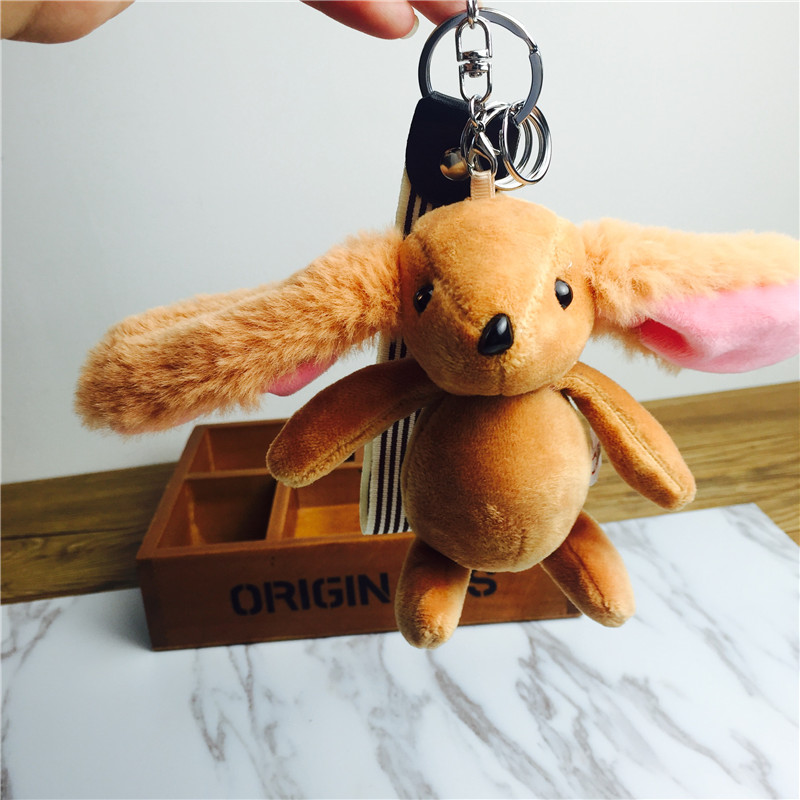 Cartoon rabbit Keychain hanging bag Brown Plush small jewelry ornaments4