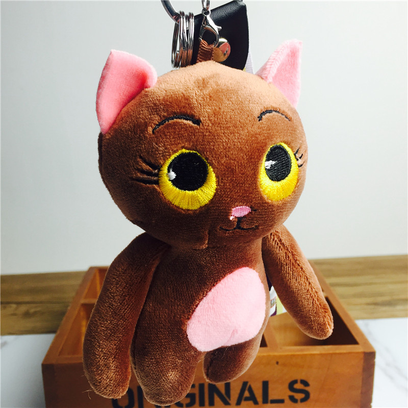 Love cat cartoon Keychain bag pendant ornaments chocolate small plush accessories4