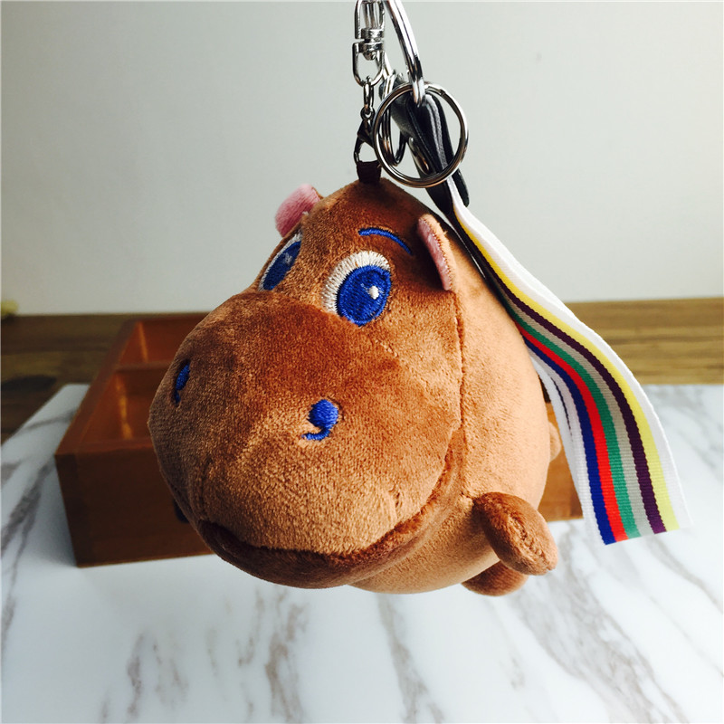 Cartoon rhino Keychain hanging bag chocolate small plush jewelry ornaments4