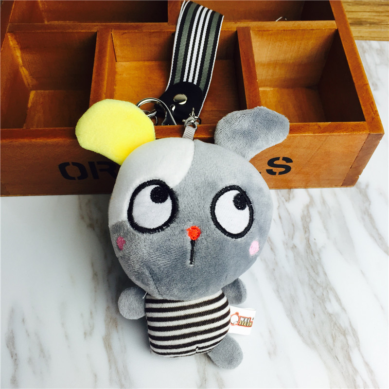 Cartoon rabbit Keychain bag pendant pendant squint grey small plush accessories1