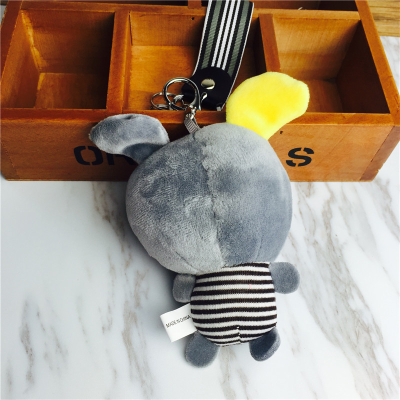 Cartoon rabbit Keychain bag pendant pendant squint grey small plush accessories2