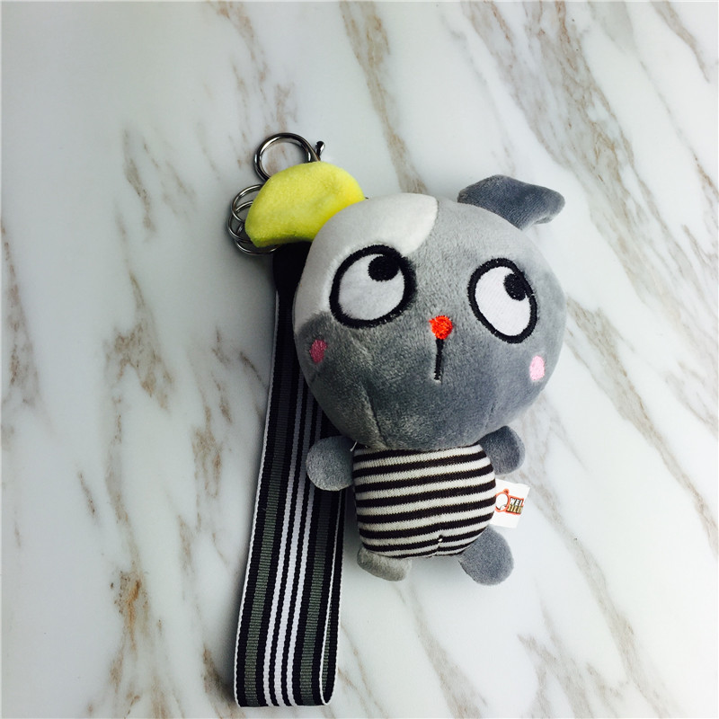Cartoon rabbit Keychain bag pendant pendant squint grey small plush accessories3