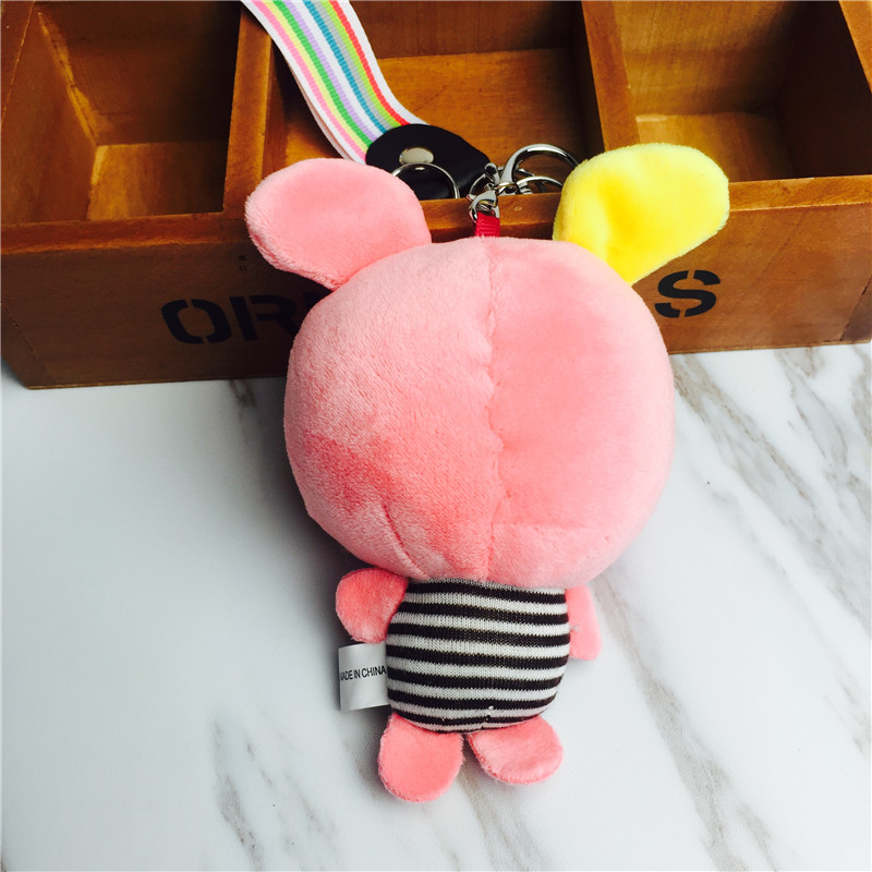 Cartoon rabbit Keychain hanging bag squint Pink Plush small jewelry ornaments2