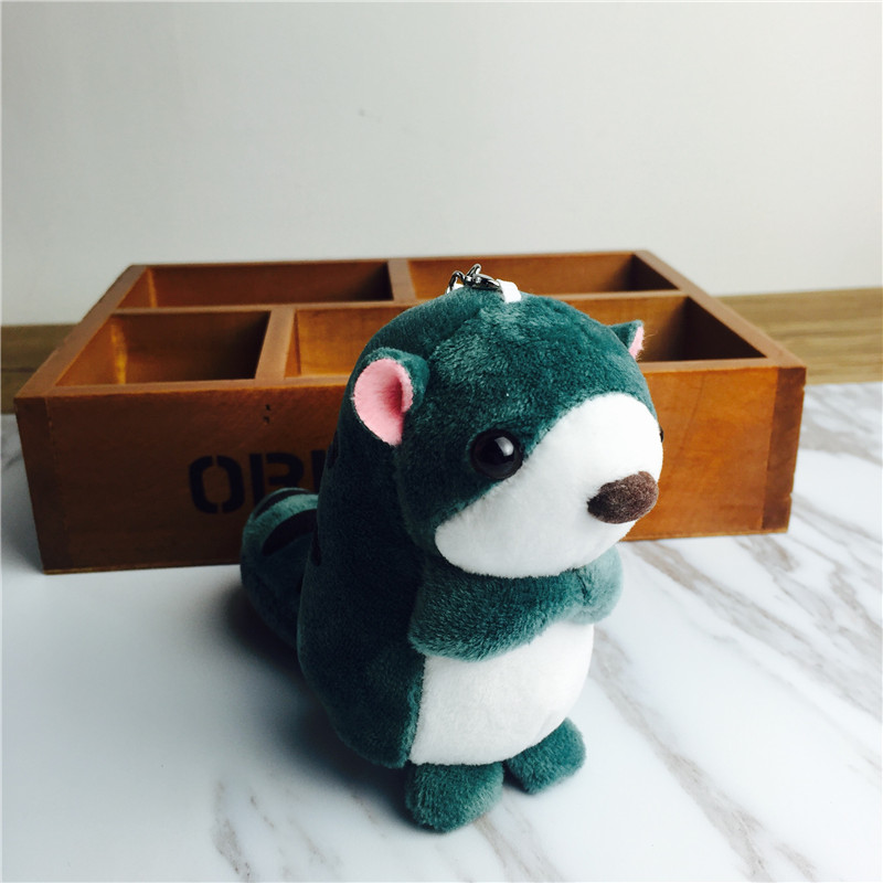 Long tail squirrel cartoon Keychain hanging bag ornaments green small plush accessories1