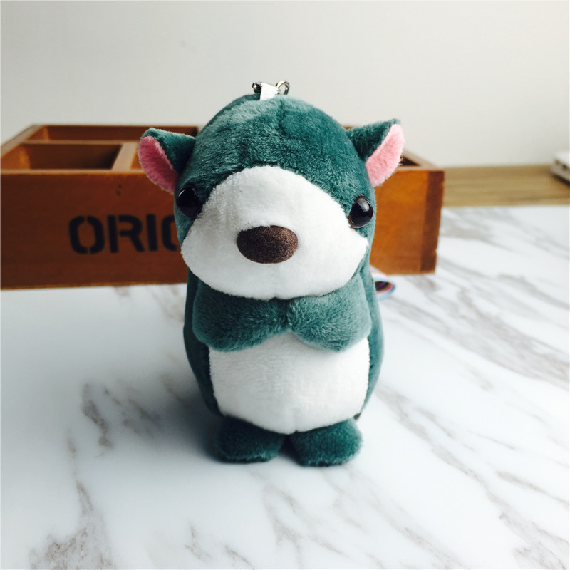 Long tail squirrel cartoon Keychain hanging bag ornaments green small plush accessories3