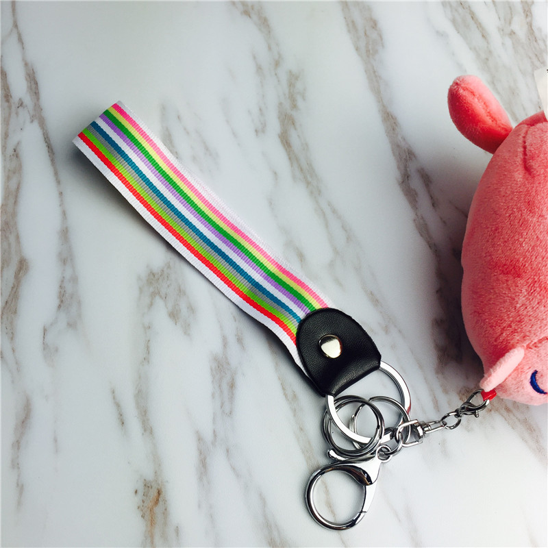 Cartoon rhino Keychain hanging bag Pink Plush small jewelry ornaments5