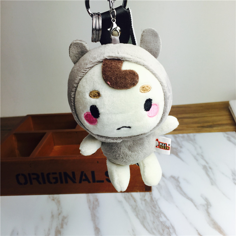 Cartoon doll Keychain hanging bag strap gray small plush accessories4