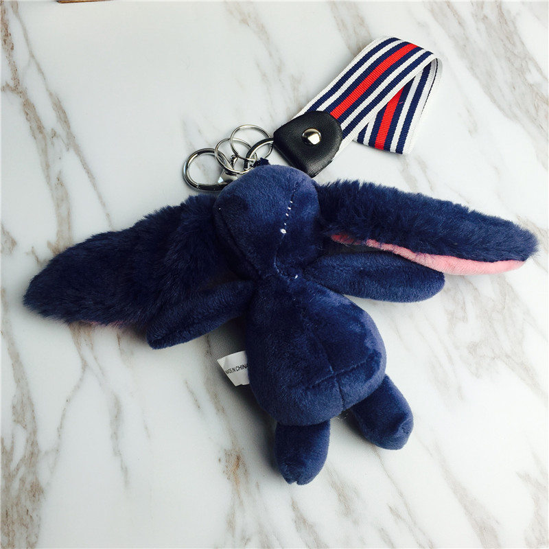 Cartoon rabbit Keychain hanging bag Blue Plush small jewelry ornaments2