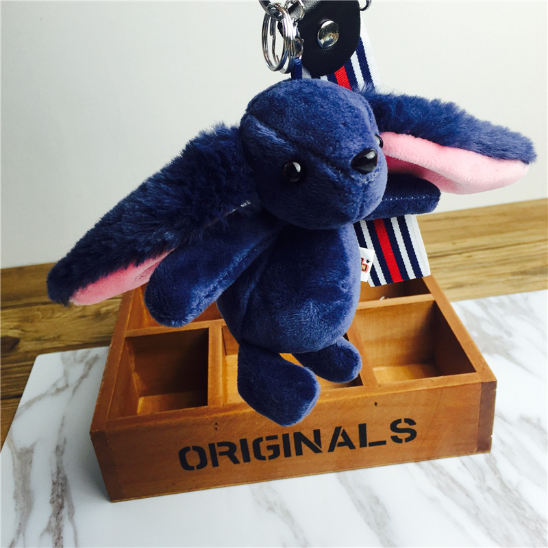 Cartoon rabbit Keychain hanging bag Blue Plush small jewelry ornaments4