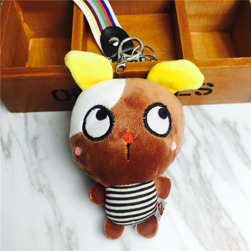 Cartoon rabbit Keychain hanging bag squint Brown Plush small jewelry ornaments1
