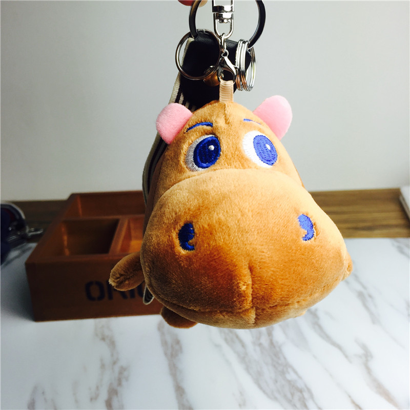 Cartoon rhino Keychain hanging bag Brown Plush small jewelry ornaments4