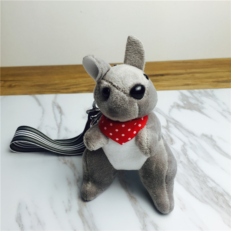 Kangaroo Keychain hanging bag ornaments Plush grey small jewelry1