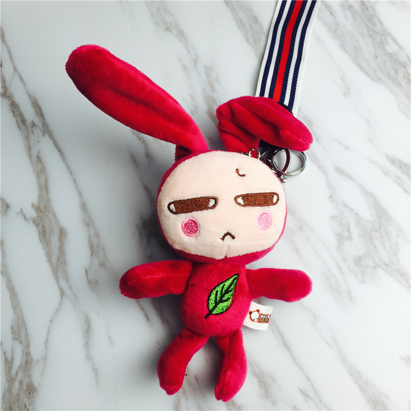 Cartoon long ear rabbit Keychain hanging bag red plush small jewelry ornaments3