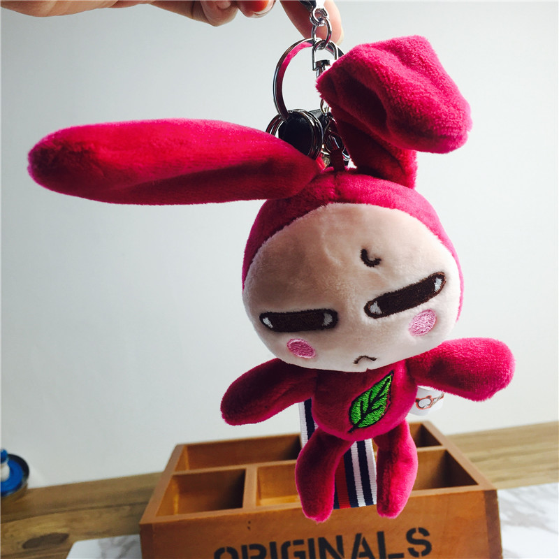 Cartoon long ear rabbit Keychain hanging bag red plush small jewelry ornaments4