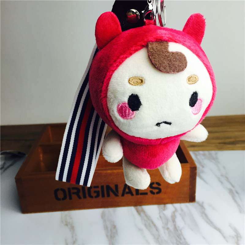 Cartoon doll Keychain hanging bag red plush small jewelry ornaments4