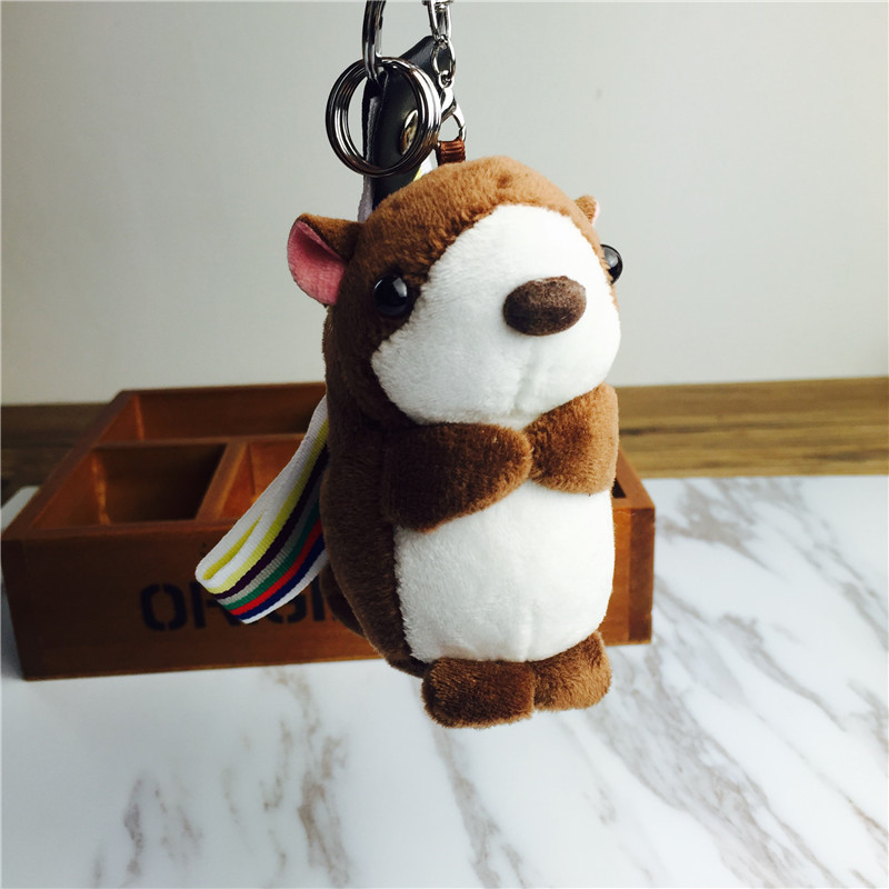 Cartoon long tail squirrel Keychain hanging bag chocolate small plush jewelry ornaments4