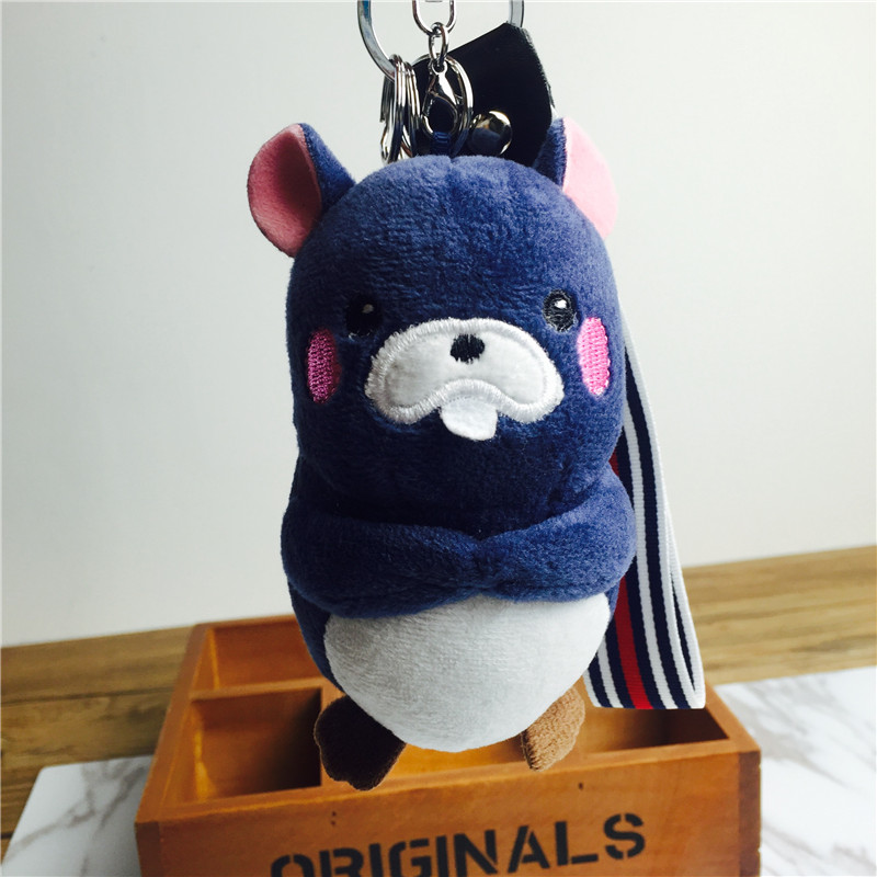 Cartoon Keychain hanging bag ornaments buckteeth rat deep blue Plush accessories4