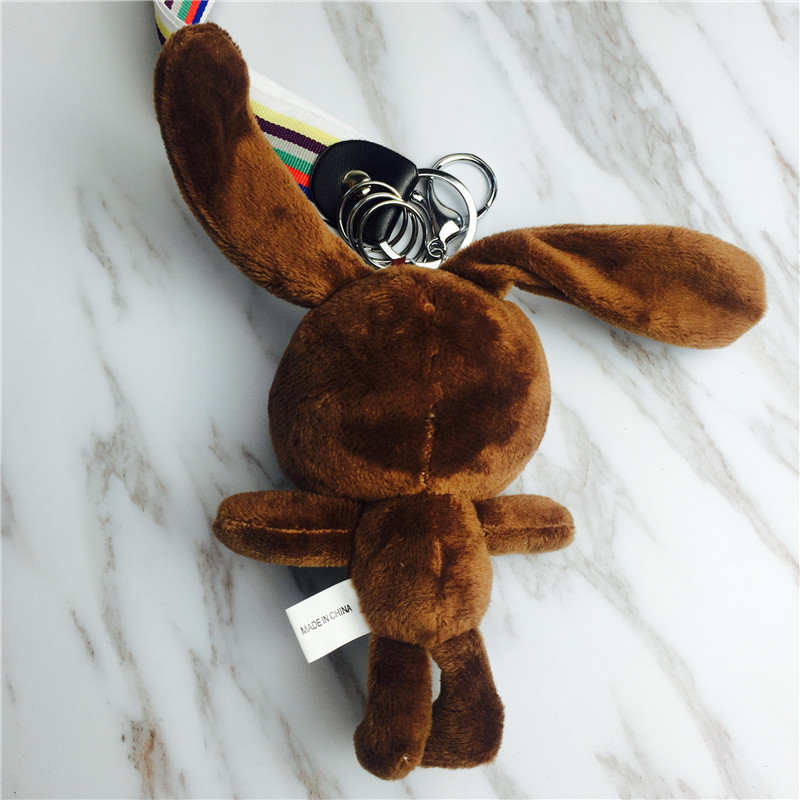 Cartoon long ear rabbit Keychain hanging bag chocolate small plush jewelry ornaments2