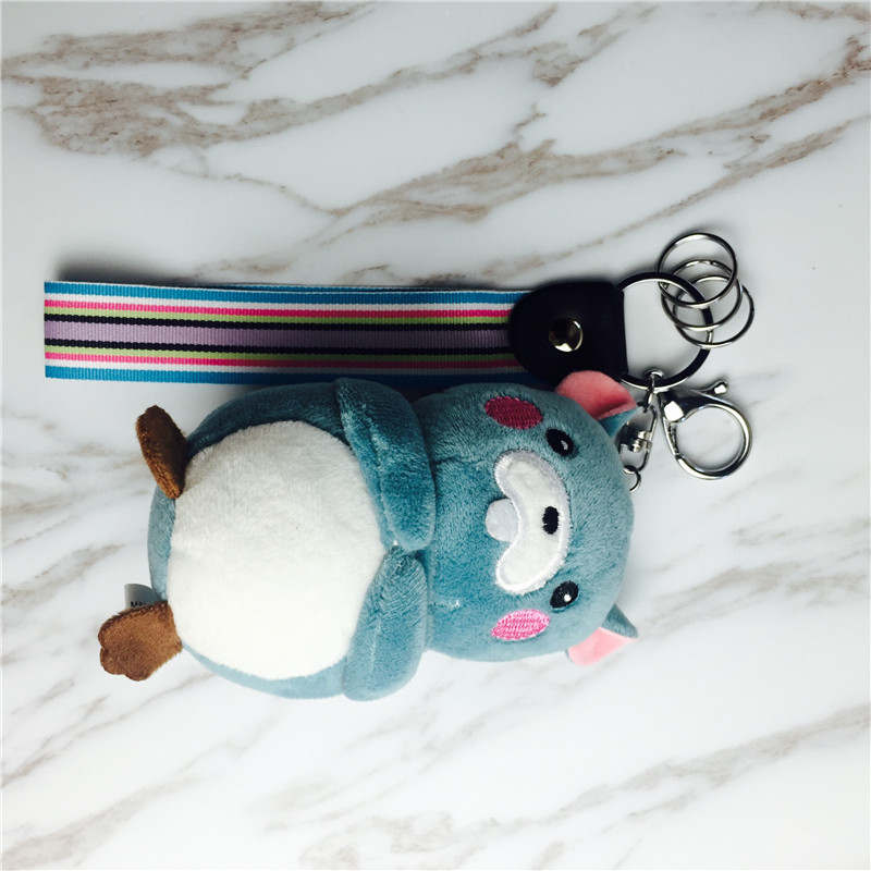 Cartoon rat Keychain hanging bag strap buckteeth blue small plush accessories3