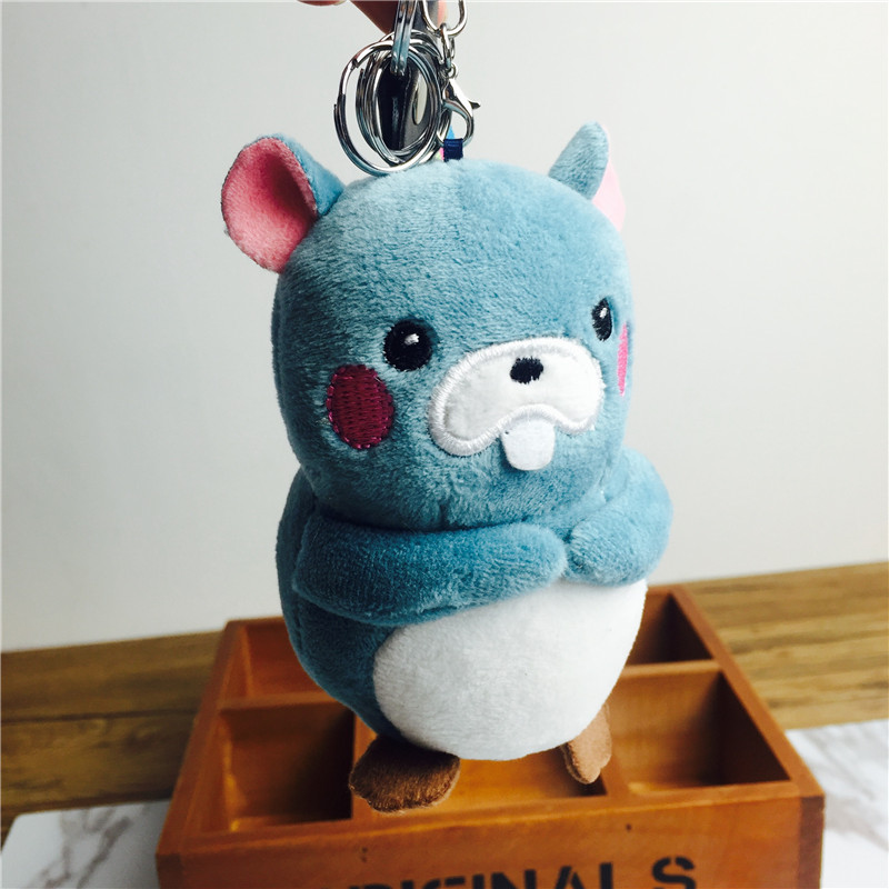 Cartoon rat Keychain hanging bag strap buckteeth blue small plush accessories4