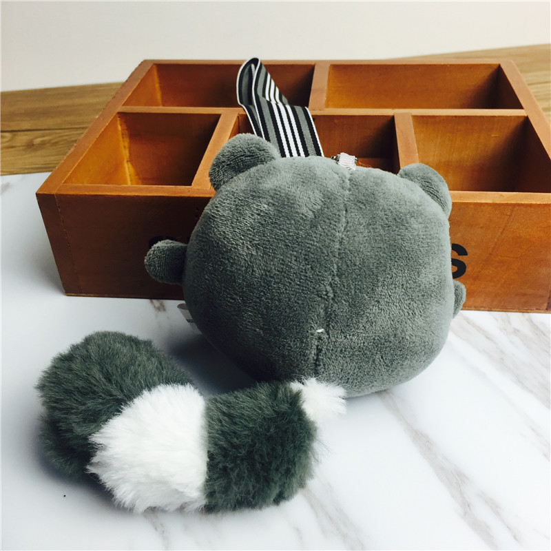 The cartoon mouse tail Keychain hanging bag ornaments Plush grey small jewelry3